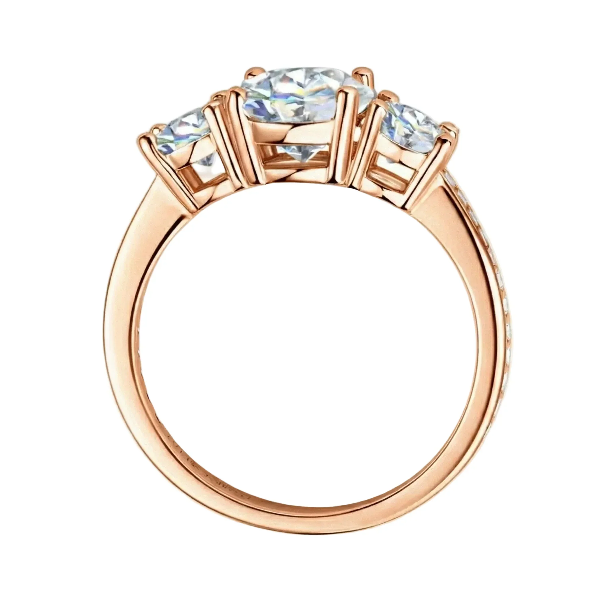 The Royal Trinity – Round Brilliant Pavé Trilogy Ring - Image 5