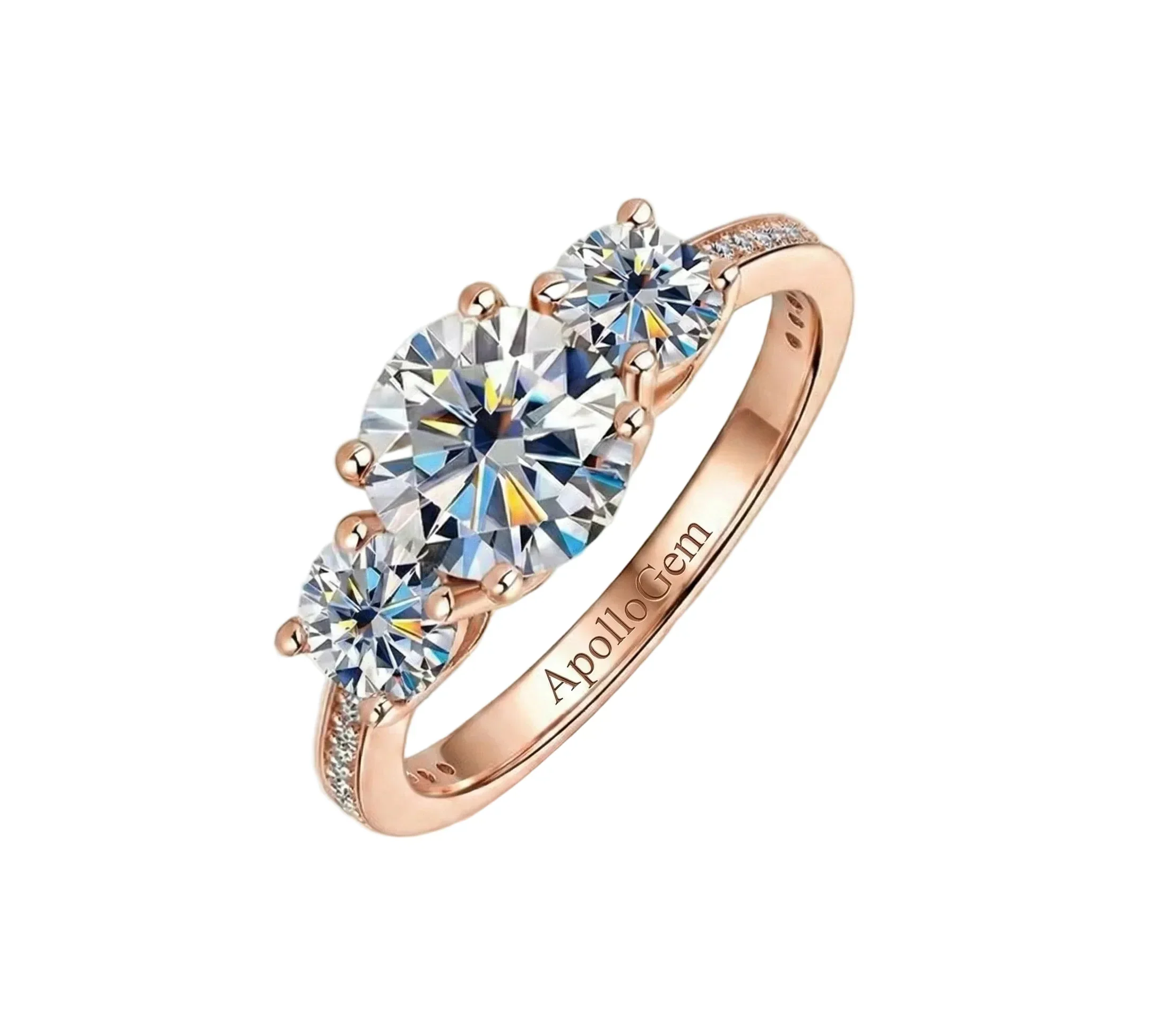 The Royal Trinity – Round Brilliant Pavé Trilogy Ring - Image 6