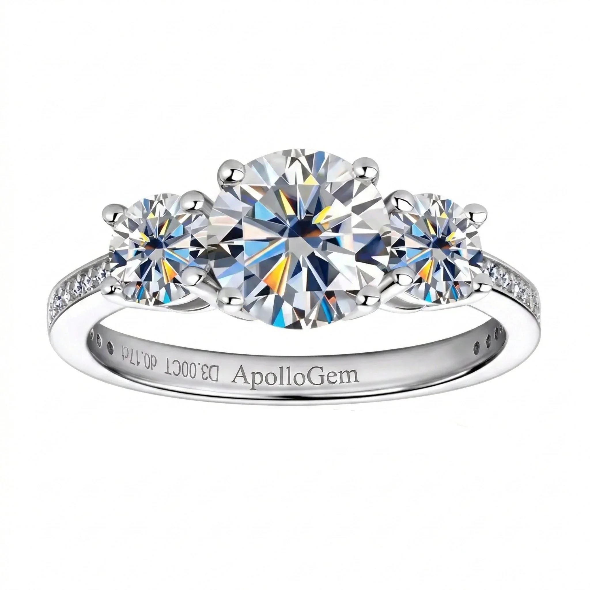 The Royal Trinity – Round Brilliant Pavé Trilogy Ring - Image 7