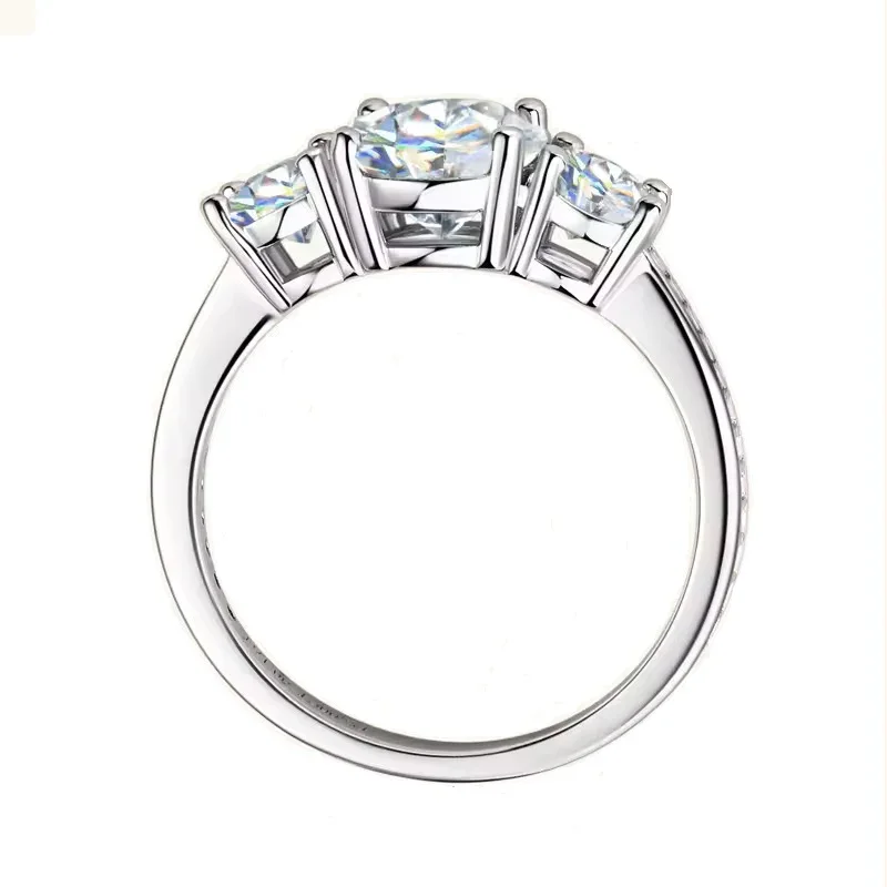 The Royal Trinity – Round Brilliant Pavé Trilogy Ring - Image 8