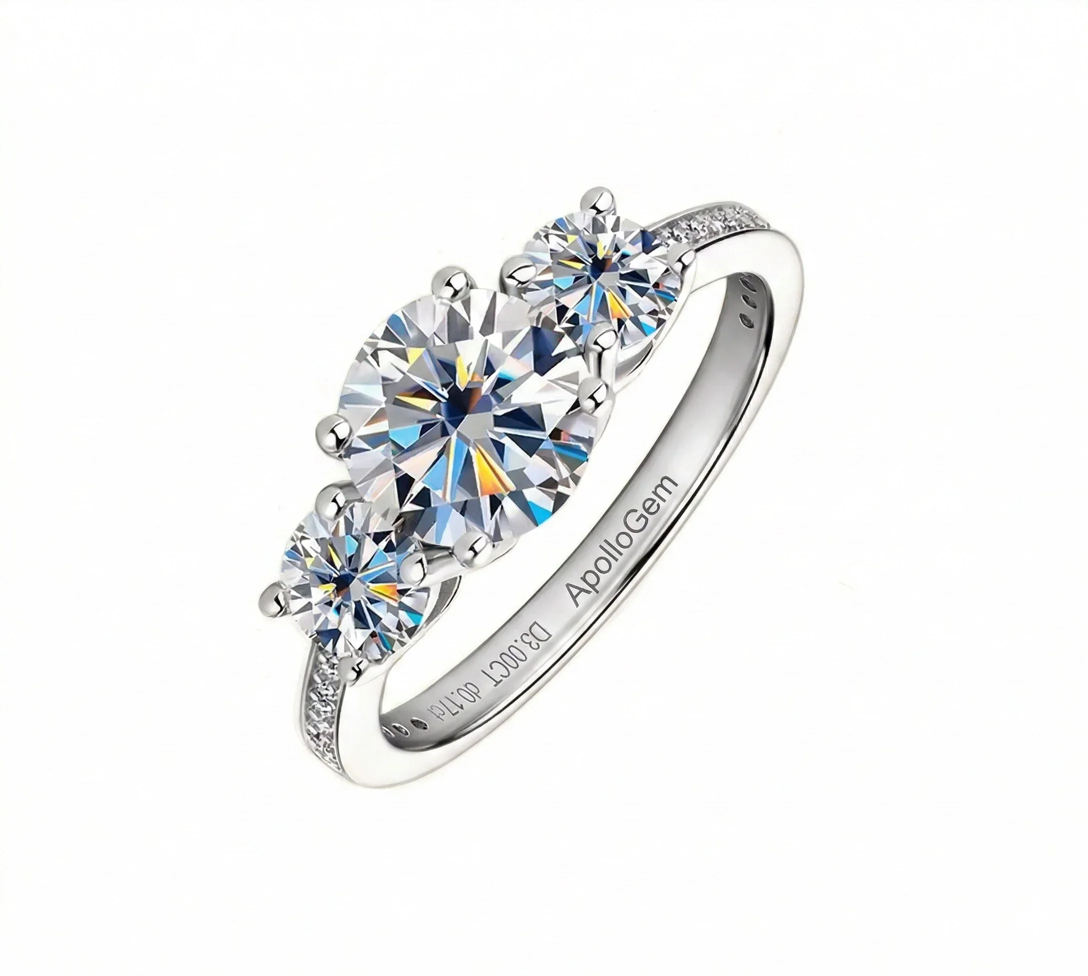 The Royal Trinity – Round Brilliant Pavé Trilogy Ring - Image 9