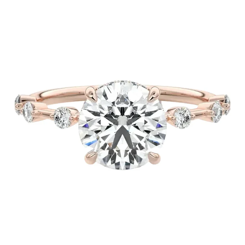 The Sculpted Flat Band – Hidden Halo Round Solitaire - Image 6