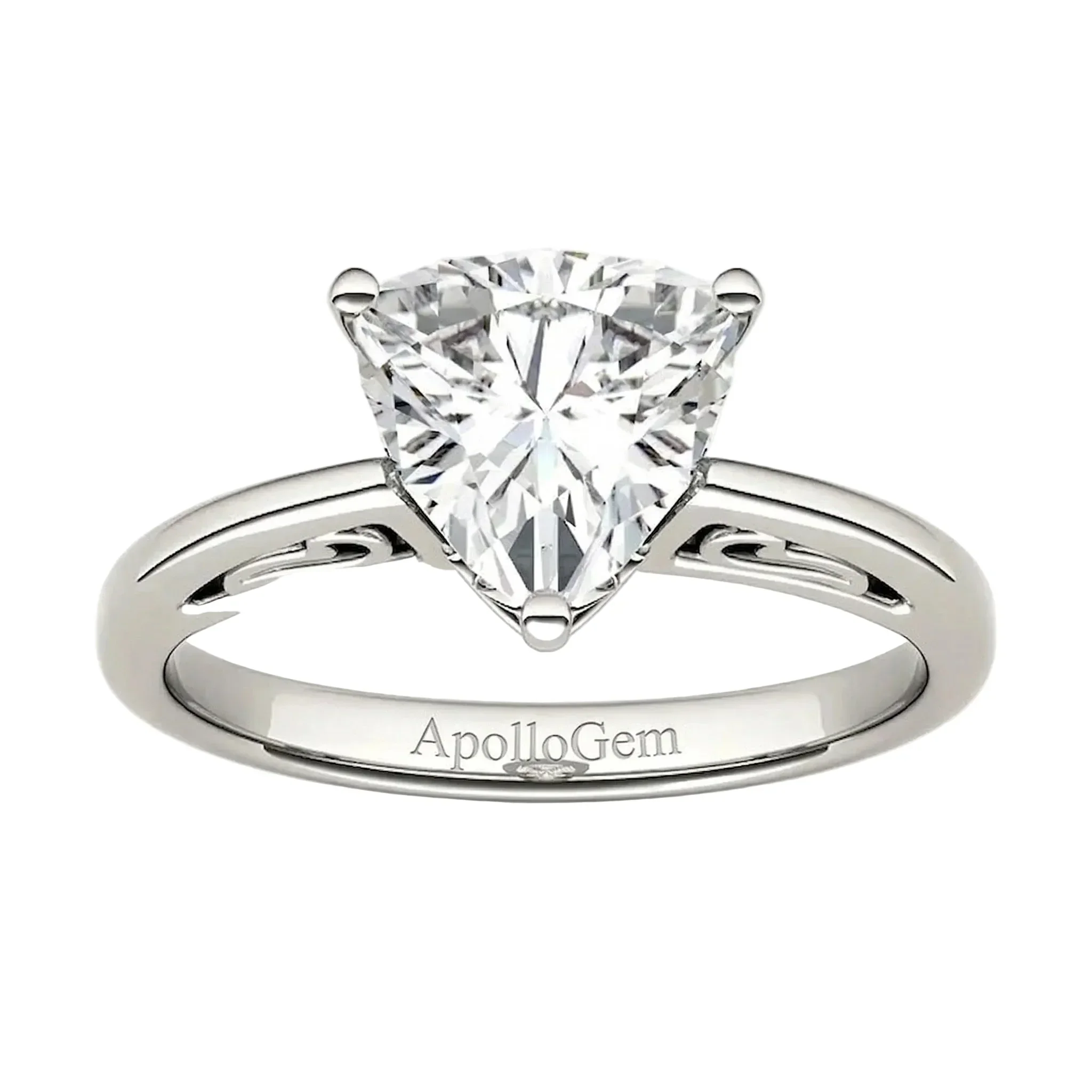 The Trillion Royal Solitaire – Cat-Claw Filigree Ring - Image 8