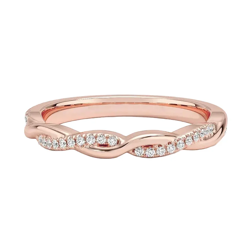 The Twisted Infinity Band – Pavé Plain Gold Ring - Image 3