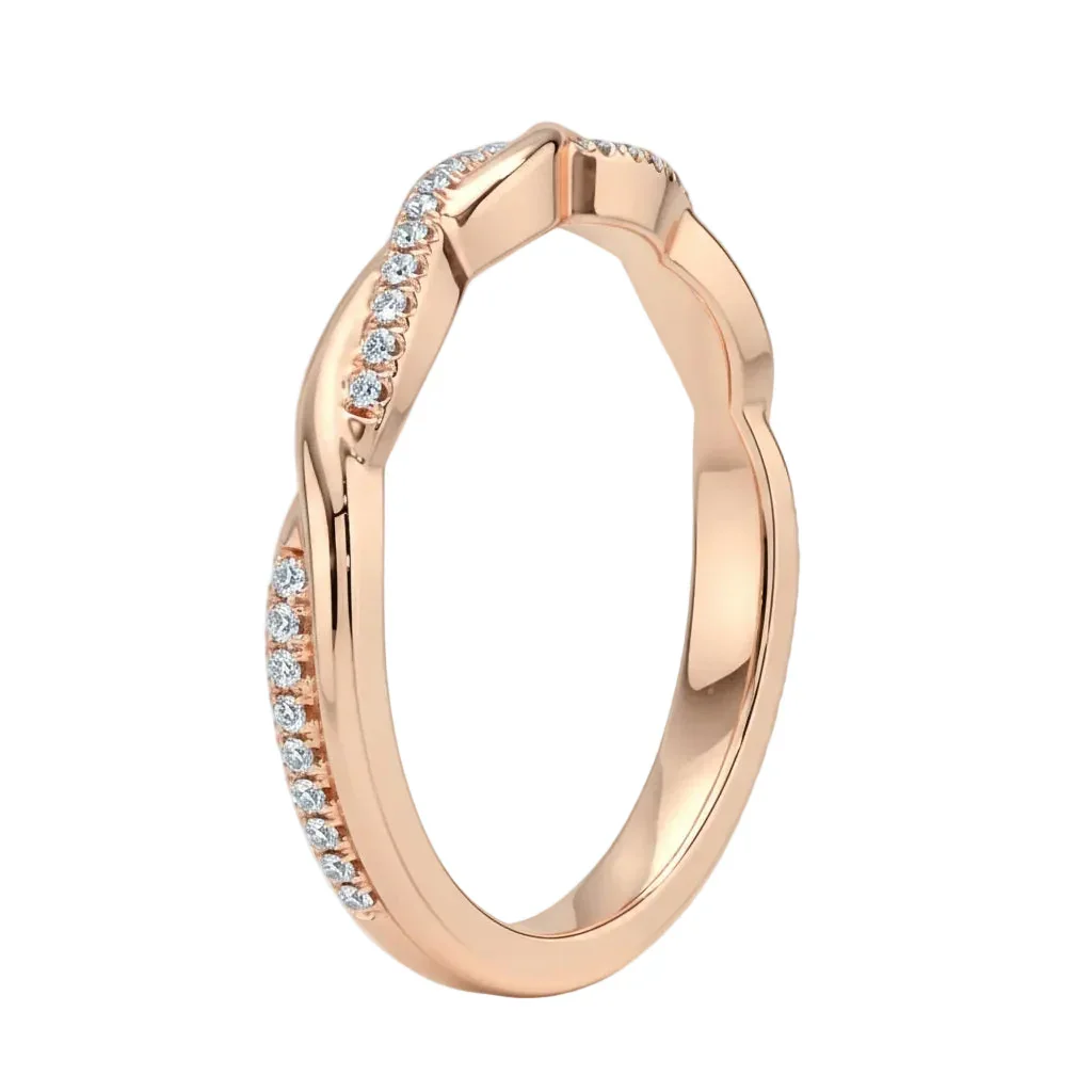 The Twisted Infinity Band – Pavé Plain Gold Ring - Image 4