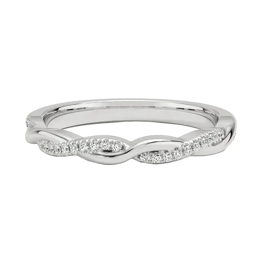 The Twisted Infinity Band – Pavé Plain Gold Ring - Image 5