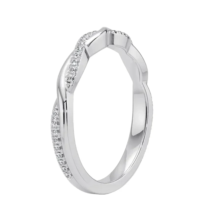 The Twisted Infinity Band – Pavé Plain Gold Ring - Image 6