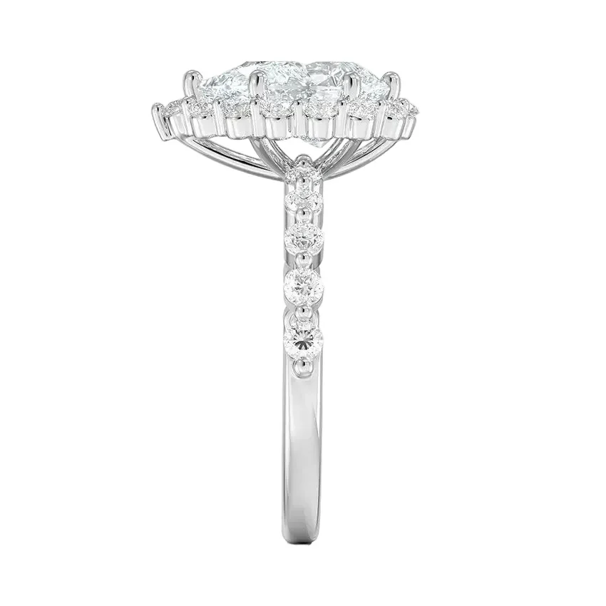 The Vintage Blossom – Floral Halo Pear Moissanite Ring - Image 6