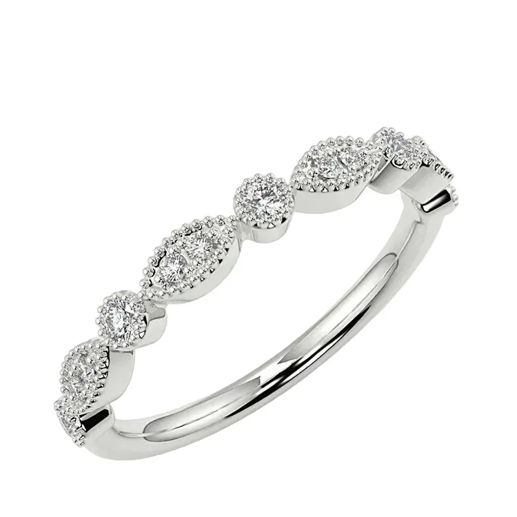 The Vintage Lace Eternity – Milgrain Moissanite Band - Image 4