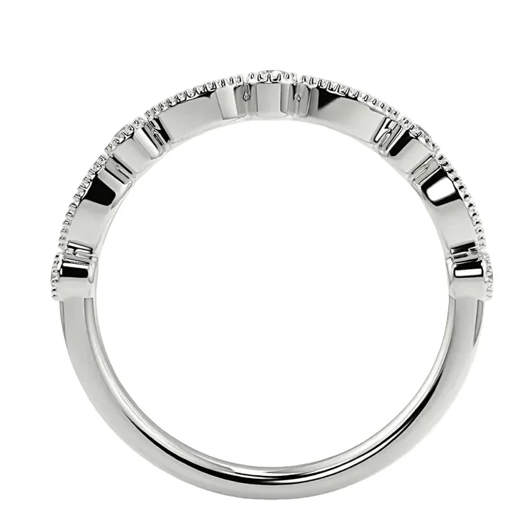 The Vintage Lace Eternity – Milgrain Moissanite Band - Image 5