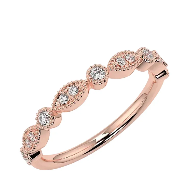The Vintage Lace Eternity – Milgrain Moissanite Band - Image 7